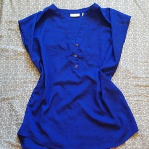 NY &CO BLUE CROPPED SLEEVE SHIRT